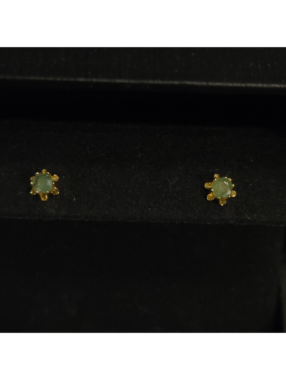 Gold-Tone Green Stone Stud Earrings
